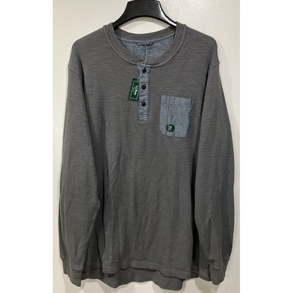 LL Bean Men's KIW Heavyweight Henley LS XL‎ Tall NWT Feldspar Chest Pocket